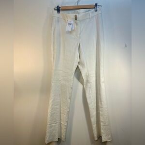 NWT J Jill Off White Linen Stretch Size 4 Straight Leg Trousers Pants MSRP $89
